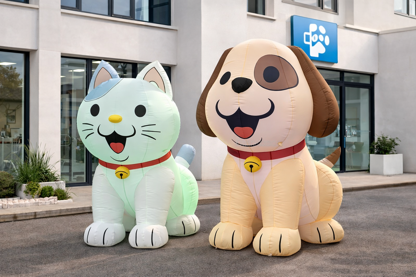 Giant Inflatable Dog and Cat