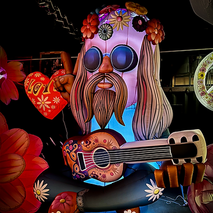 Guitariste hippie gonflable LED géant