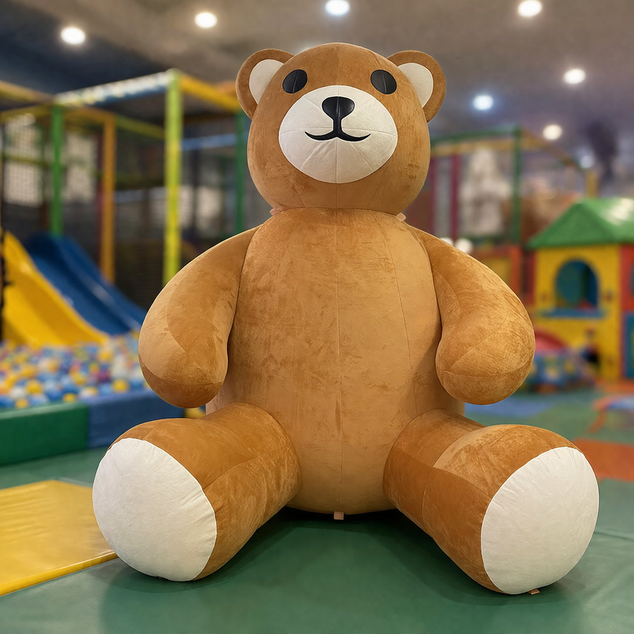 Ourson gonflable géant "effet peluche"