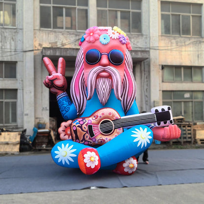 Guitariste hippie gonflable LED géant