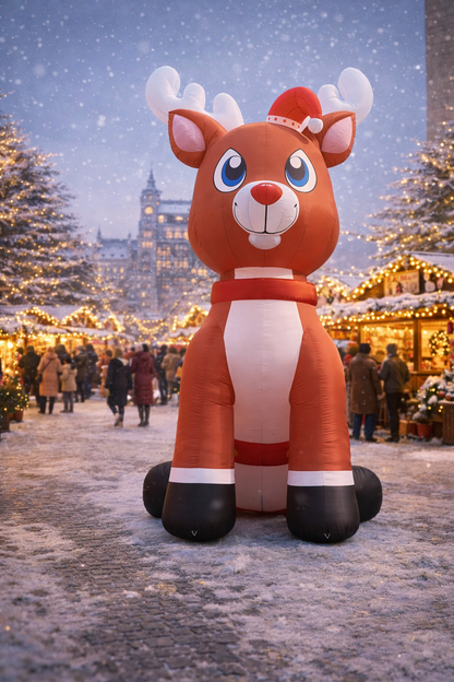 Renne gonflable géant de Noël