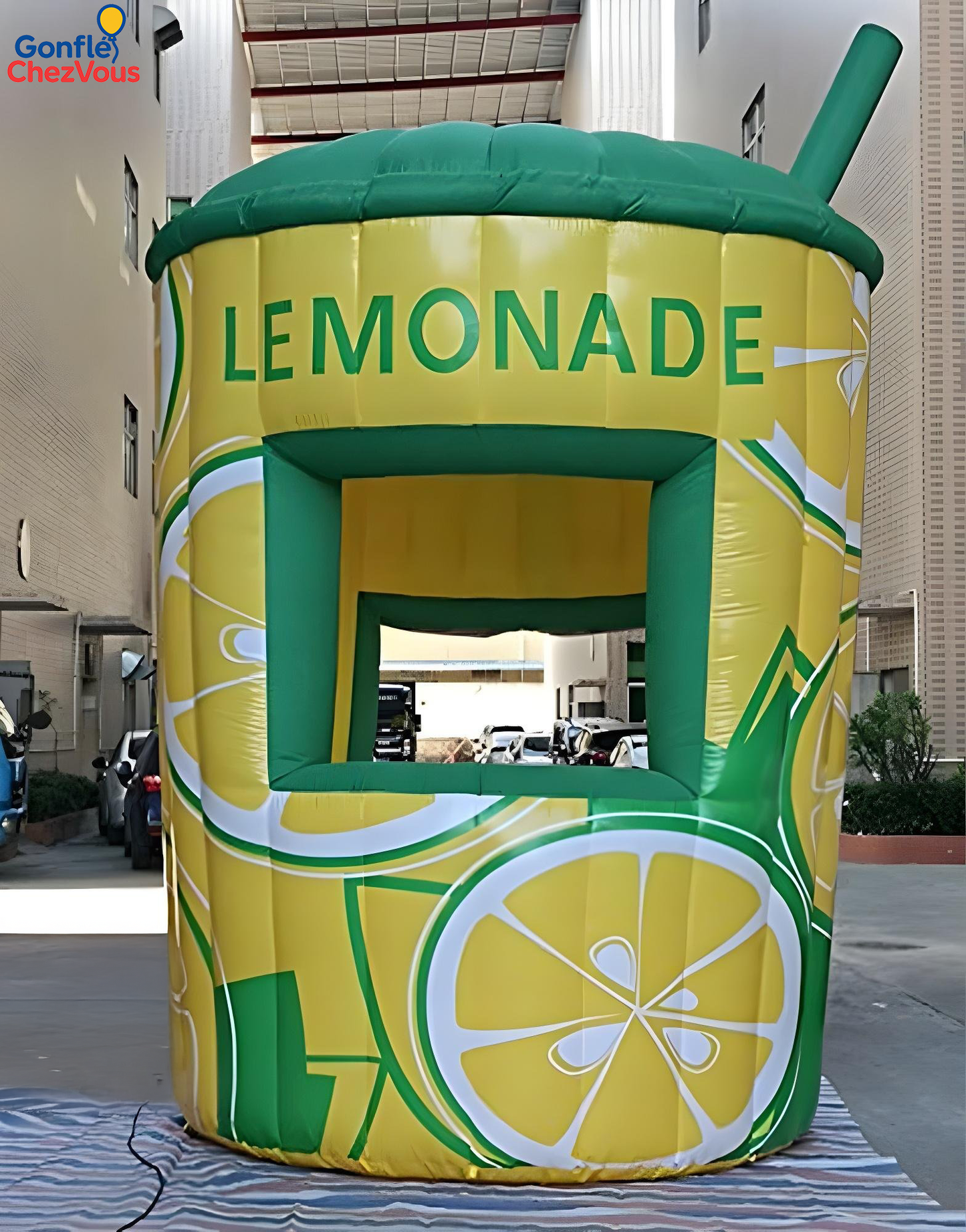 Giant inflatable lemonade stand – lemon shape 3.5 m