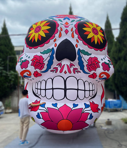 Tête de mort gonflable lumineuse – style mexicain géant