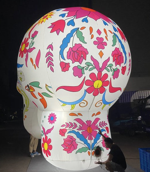 Tête de mort gonflable lumineuse – style mexicain géant