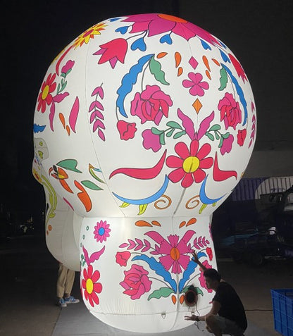 Tête de mort gonflable lumineuse – style mexicain géant