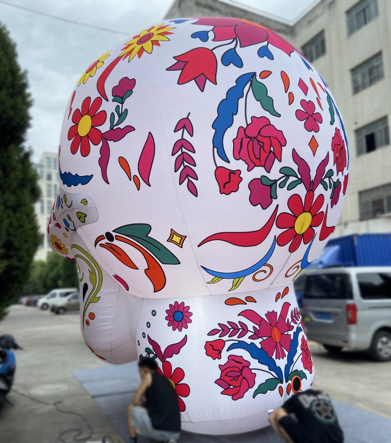 Tête de mort gonflable lumineuse – style mexicain géant